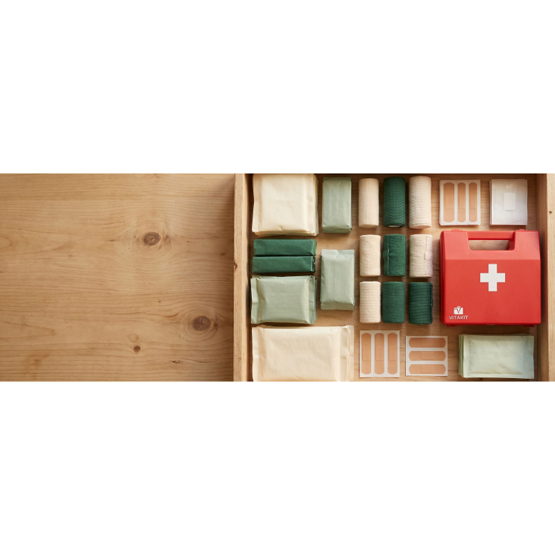 Consommables premiers secours VitaKit : compresses, bandes, pansements